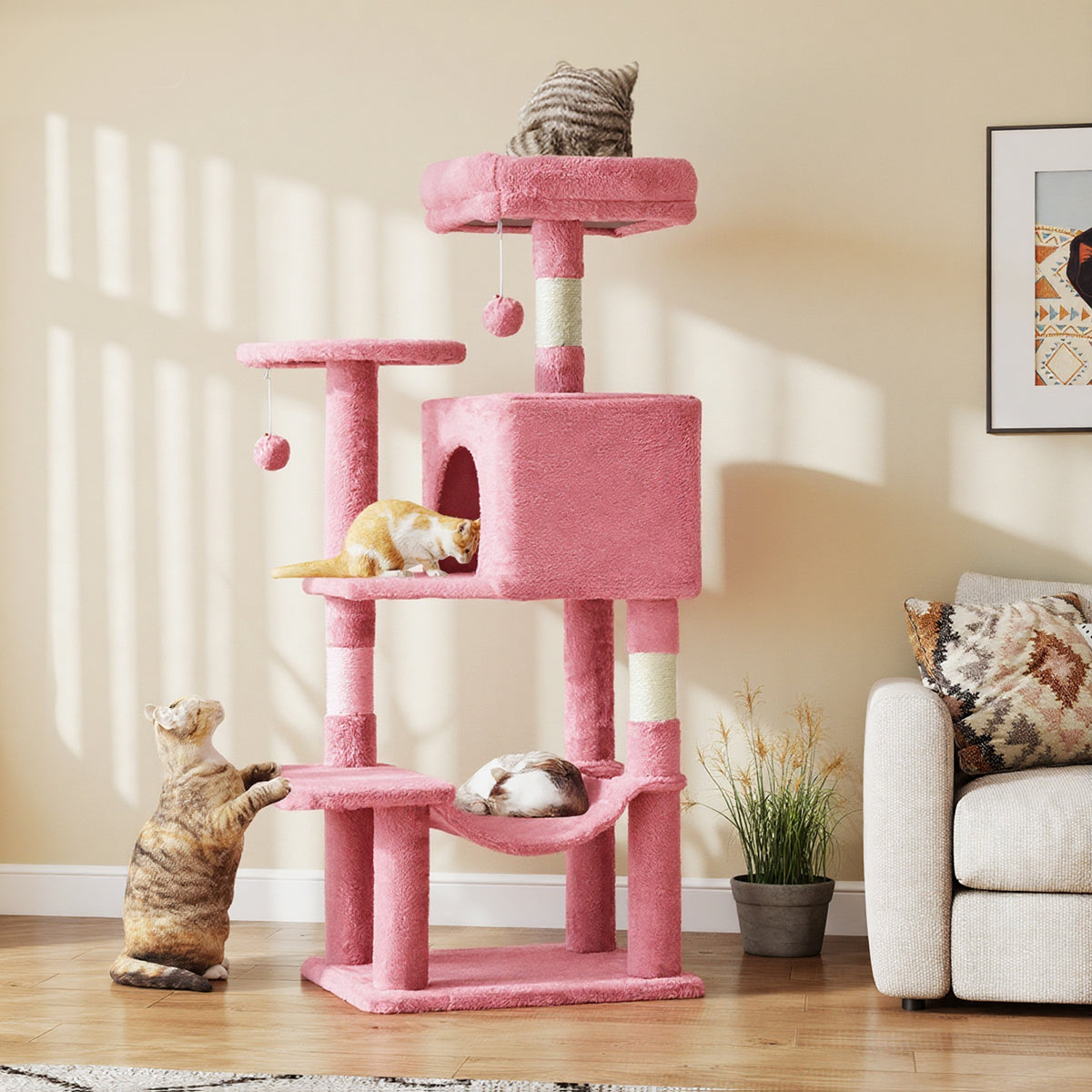 44-Inch Large Cat Tree Tower with Condo, Hammock & Sisal Scratching Posts – Multi-Level Indoor Cat House for Multiple Cats