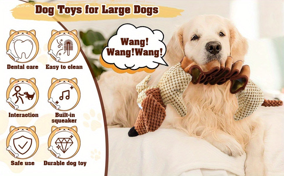 Large Squeaky Dog Pull Toy with Crinkle Filling – Stretchable 15-20 Inch Tug & Bite Toy for Small Medium Large Dogs, No Battery, Indoor Outdoor