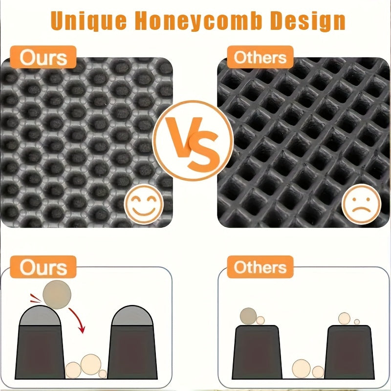 Honeycomb Cat Litter Mat Double Layer – Extra Large Litter Catcher, Non-Slip Machine Washable Splashproof Pad, Soft Safe for Paws, Multi-Cat Households