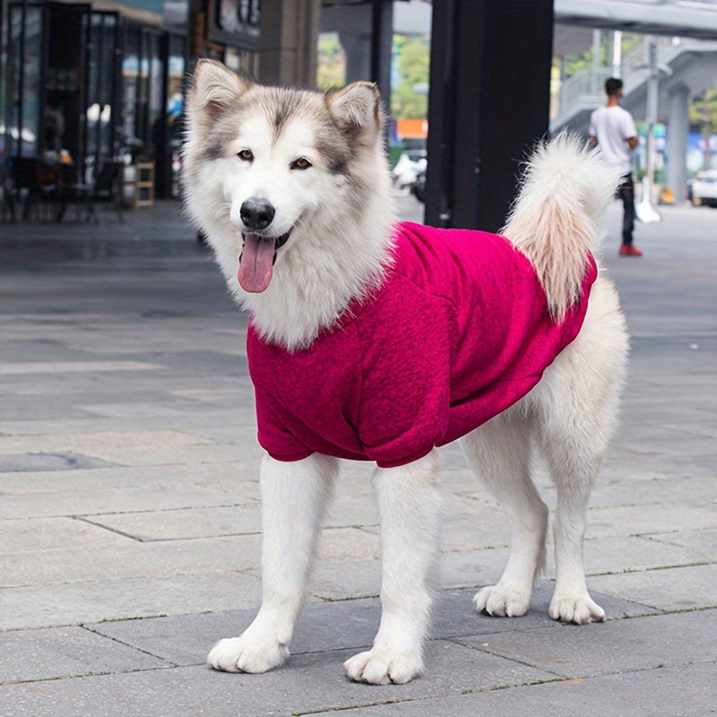 Dog Sweater for Medium to Large Dogs Warm Knit Pullover Pet Clothes – Soft Cozy Dog Jumper in Rose Red Silvery Grey Dark Violet Sizes 3XL to 7XL