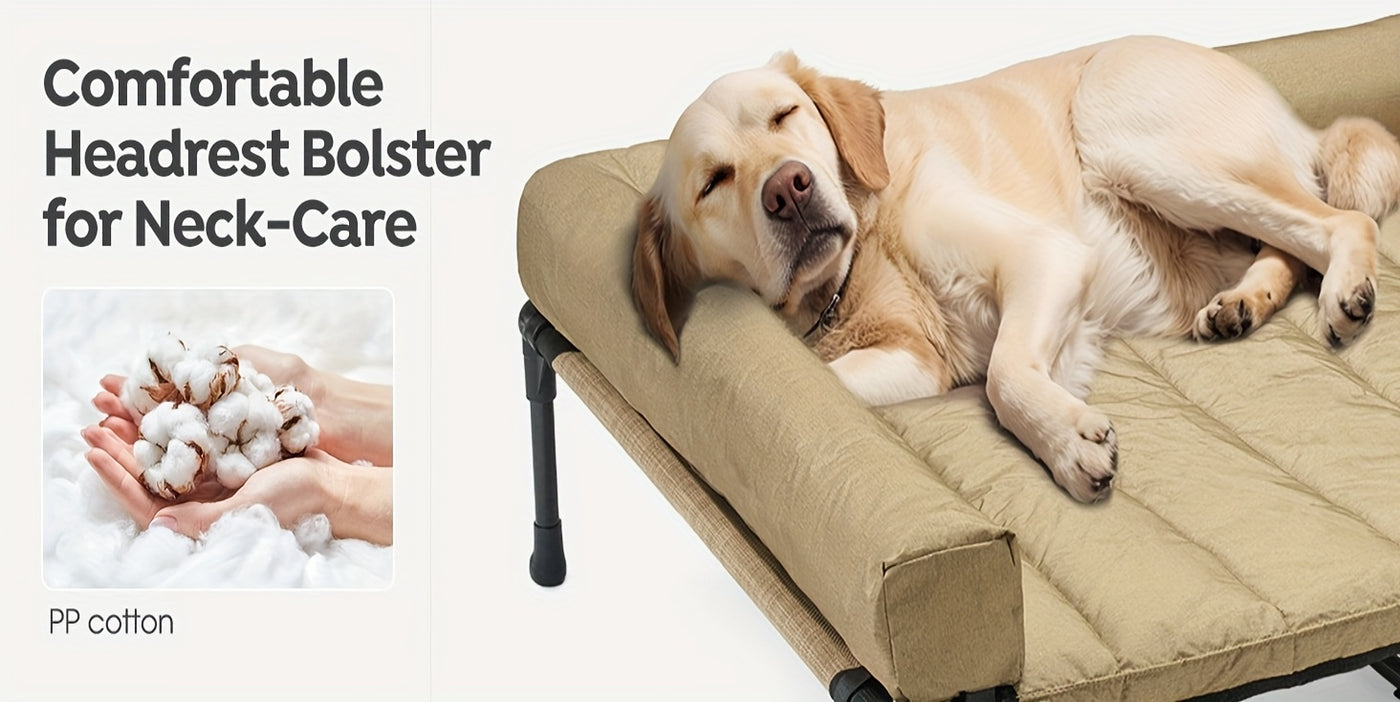 Elevated Cooling Dog Bed with Removable Pillow-Top Bolster Mat - Raised Dog Cot, Breathable Mesh, No-Slip Feet, Steel Frame, Indoor & Outdoor, 4 Sizes, 5 Colors