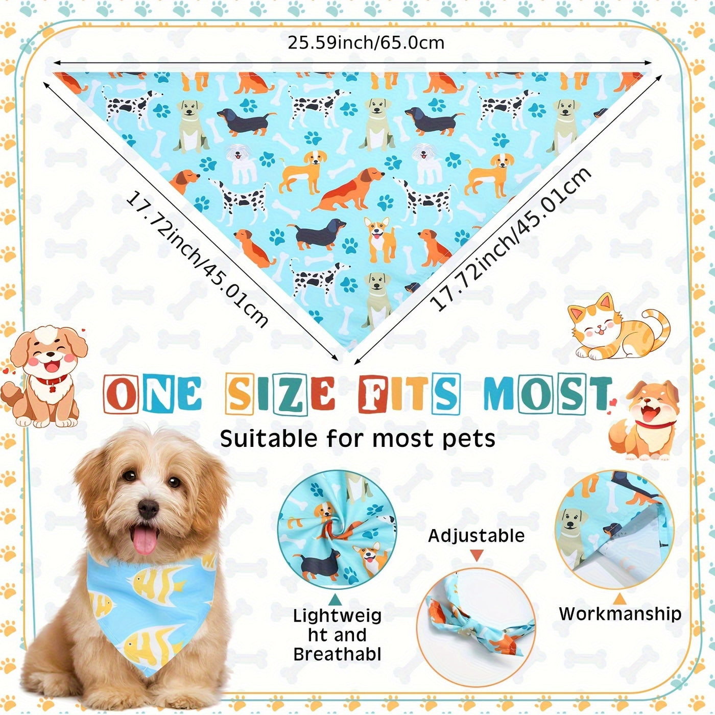 72 Pack Dog Bandanas Bulk Triangle Scarf Bibs – Adjustable Pet Bandana Set for Medium Dogs, Groomer Supplies Dog Costume Accessories One Size