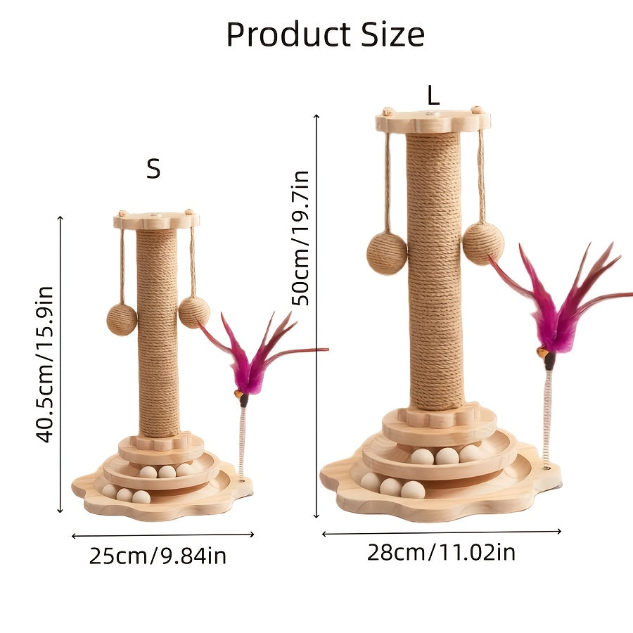 Solid Wood Cat Scratching Post – Multiple Styles & Sizes | Sisal, Mushroom, Dolphin, Fur & Hammock Scratcher for Indoor Cats
