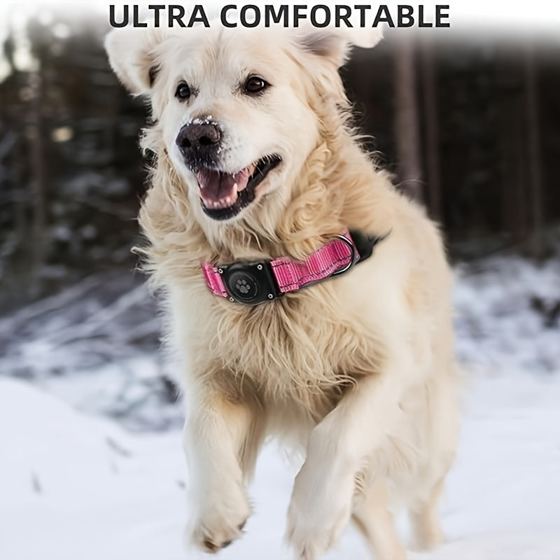 Reflective Dog Collar with AirTag Holder Padded Durable for Small Medium Large Dogs – GPS Tracking Compatible Pet Collar, Sizes S-XL, 6 Colors