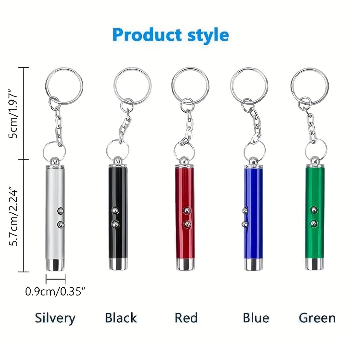 Cat Laser Pointer Toy 6 Pack Multicolor Mini Keychain LED - Interactive Chase Toy for Cats & Dogs Indoor Training Exercise