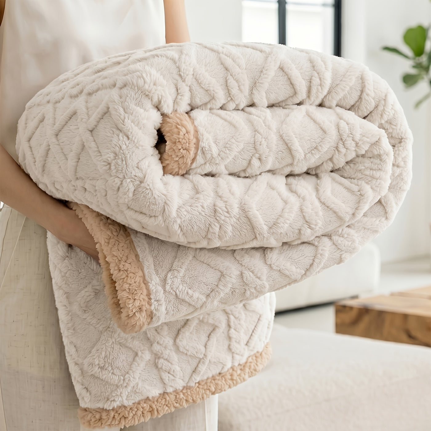 Sherpa Fleece Dog Blanket Liquid Proof for Sofa & Bed - Reversible Pet Throw Blanket Furniture Protector for Small Medium Large Dogs & Cats, Machine Washable, Light Gray Khaki Beige Dark Gray
