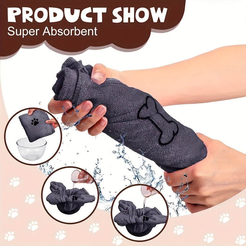 Large Quick-Dry Pet Bath Towel for Dogs & Cats - Super Absorbent Soft Microfiber, 40x24 Inches, Gray / Blue / 2-Pack