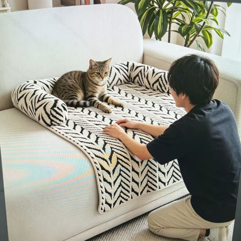 Soft Plush Pet Sofa Mattress Pillow Pad for Dogs and Cats – Non-Slip Washable Warm Pet Bed Mat for Couch Bedroom Car Cage Balcony and Bay Window
