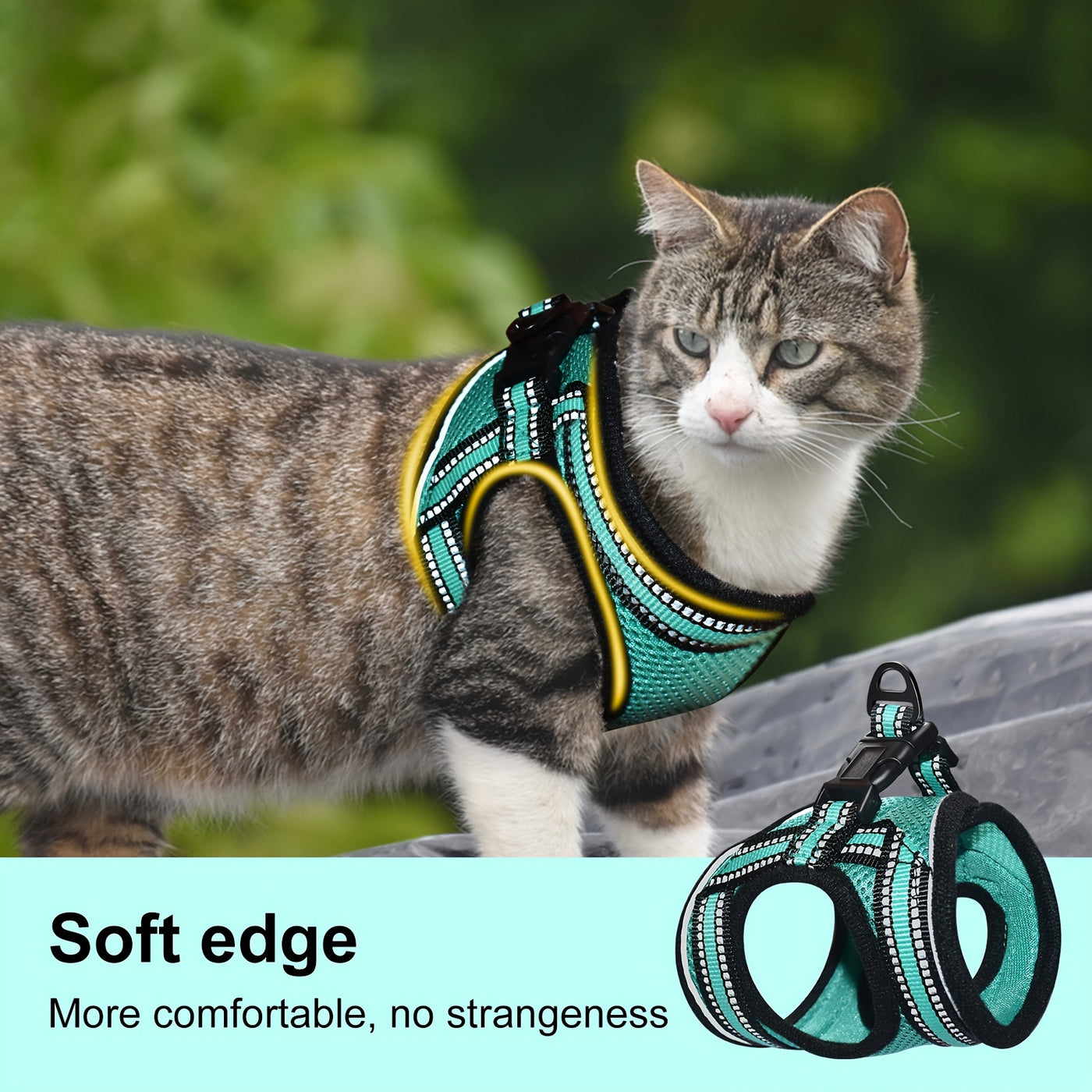 Escape-Proof Cat Harness and Leash Set – Adjustable Soft Mesh Vest with Reflective Strip for Cats & Kittens, Safe Outdoor Walking Gear, Multiple Colors & Sizes