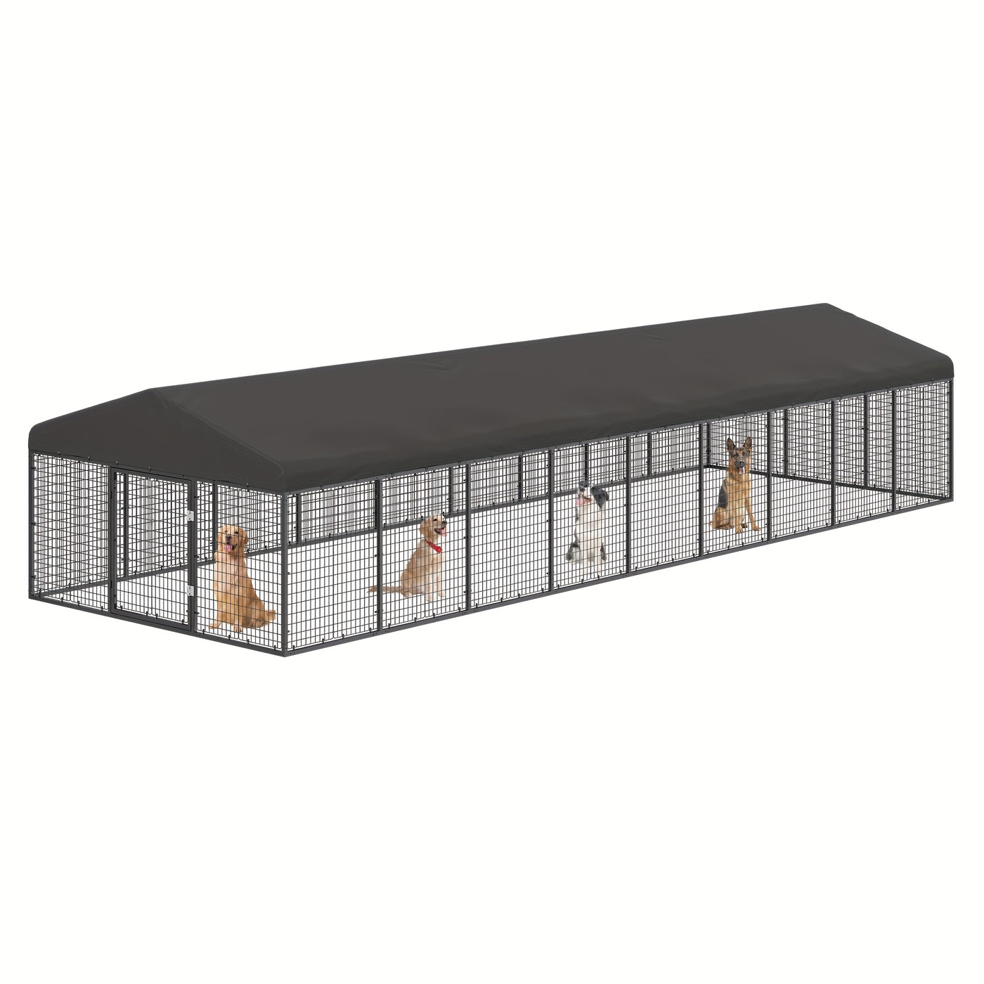 Heavy Duty Outdoor Dog Kennel with Roof & Double Safety Locks – Galvanized Steel Dog Cage Fence, Rust-Resistant, Large Dog Run Enclosure, Multiple Sizes
