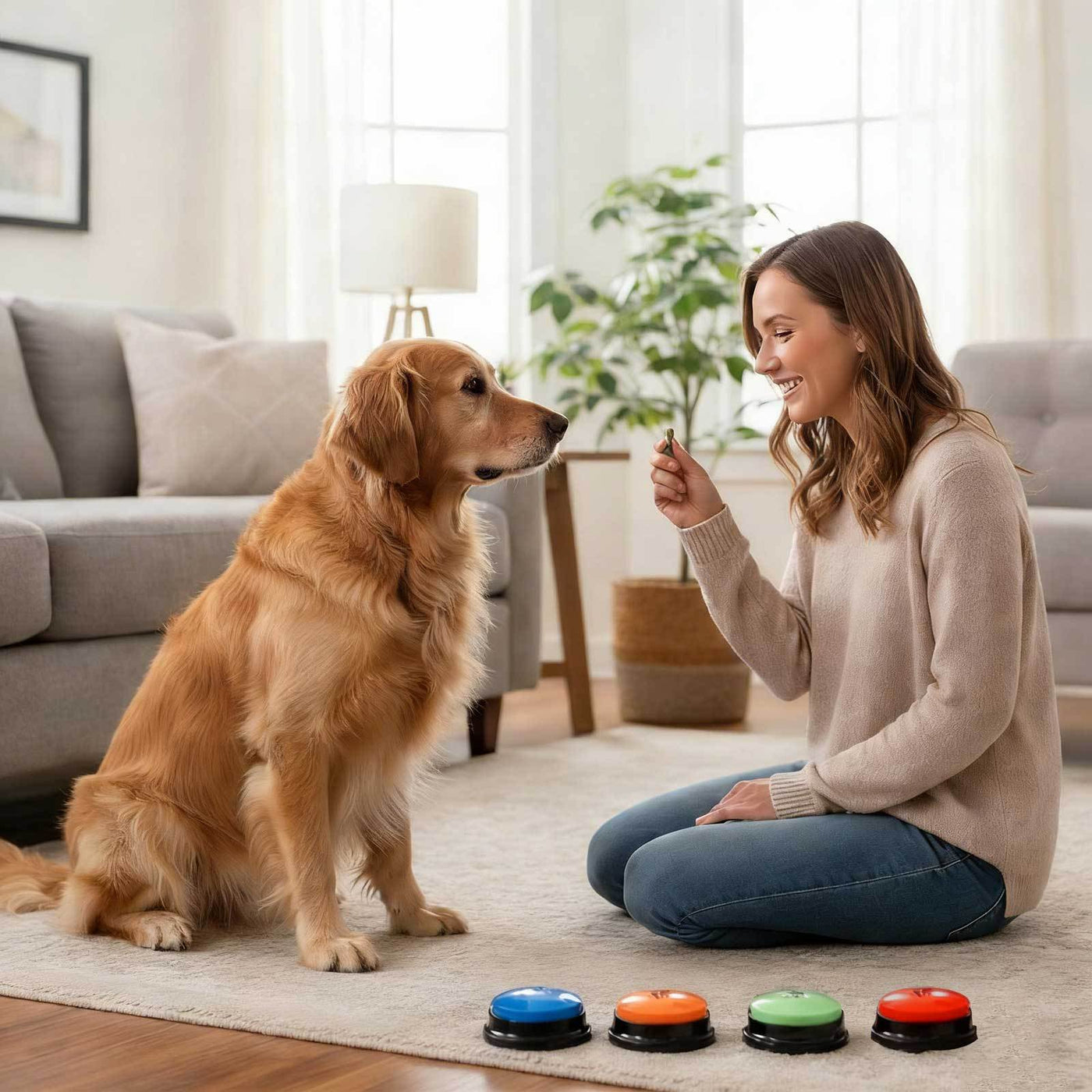 Dog Talking Buttons with Recordable Voice for Training & Communication - Interactive STEM Learning Toy for Dogs & Puppies to Press & Speak Basic Commands at Home