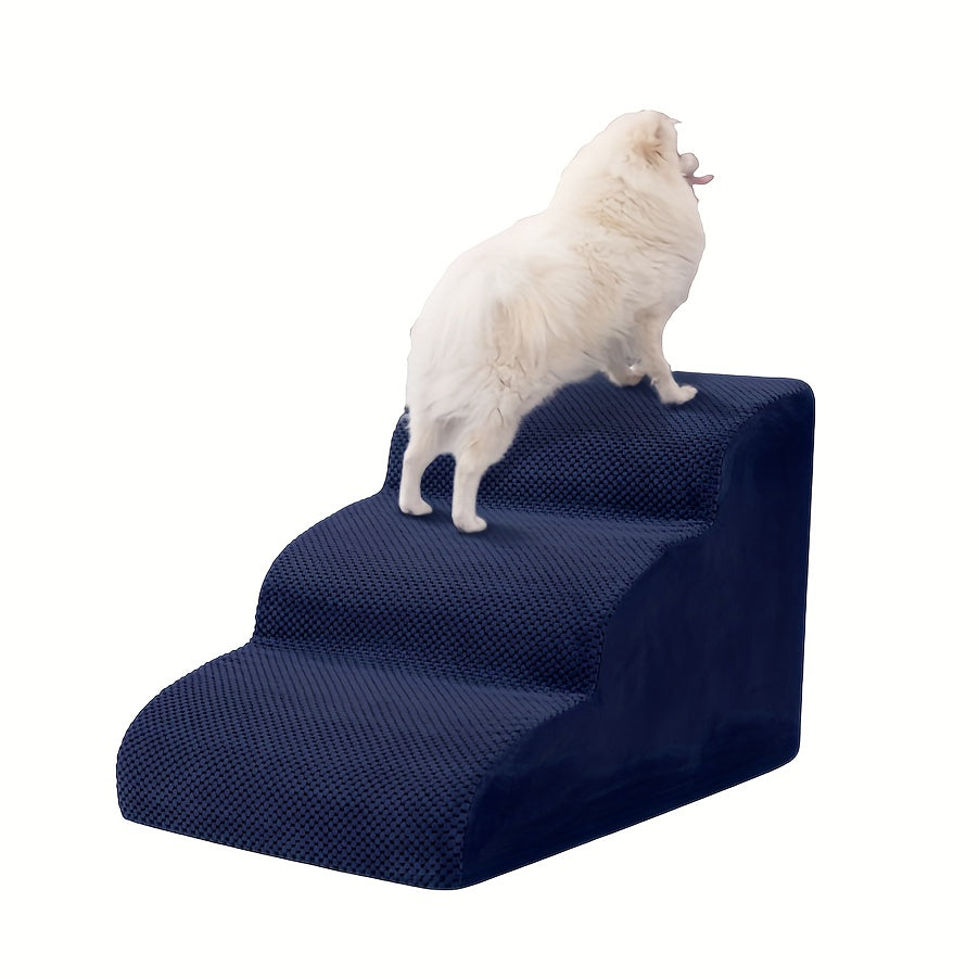 Dog Stairs for Small Dogs - Extra Wide High Density Foam Pet Steps with Non-Slip Bottom, Soft Cushioned Ramp for High Beds Couch Sofa, 2/3/4 Steps for Elderly & Injured Dogs