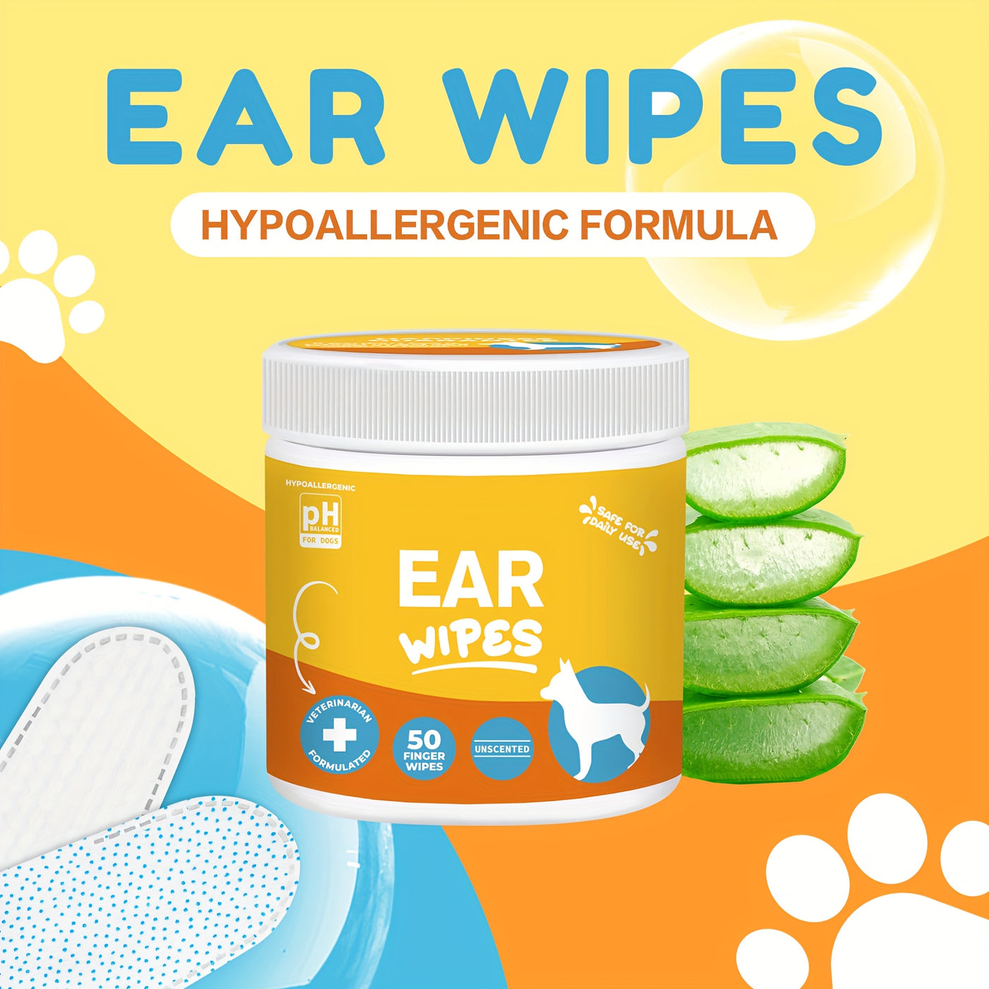 Pet Grooming Wipes for Dogs & Cats - Dental Wipes, Ear Wipes, Eye Wipes & Teeth Cleaning Kit, Coconut Scent, Soothing & Deodorizing for All Breed Sizes