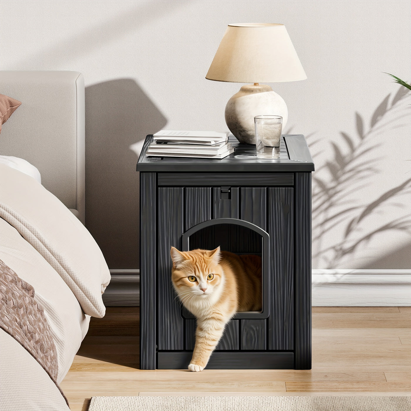 Large Cat Litter Box Odor Control Ventilated Resin Easy Clean Indoor Outdoor Pet House for Cats and Small Dogs