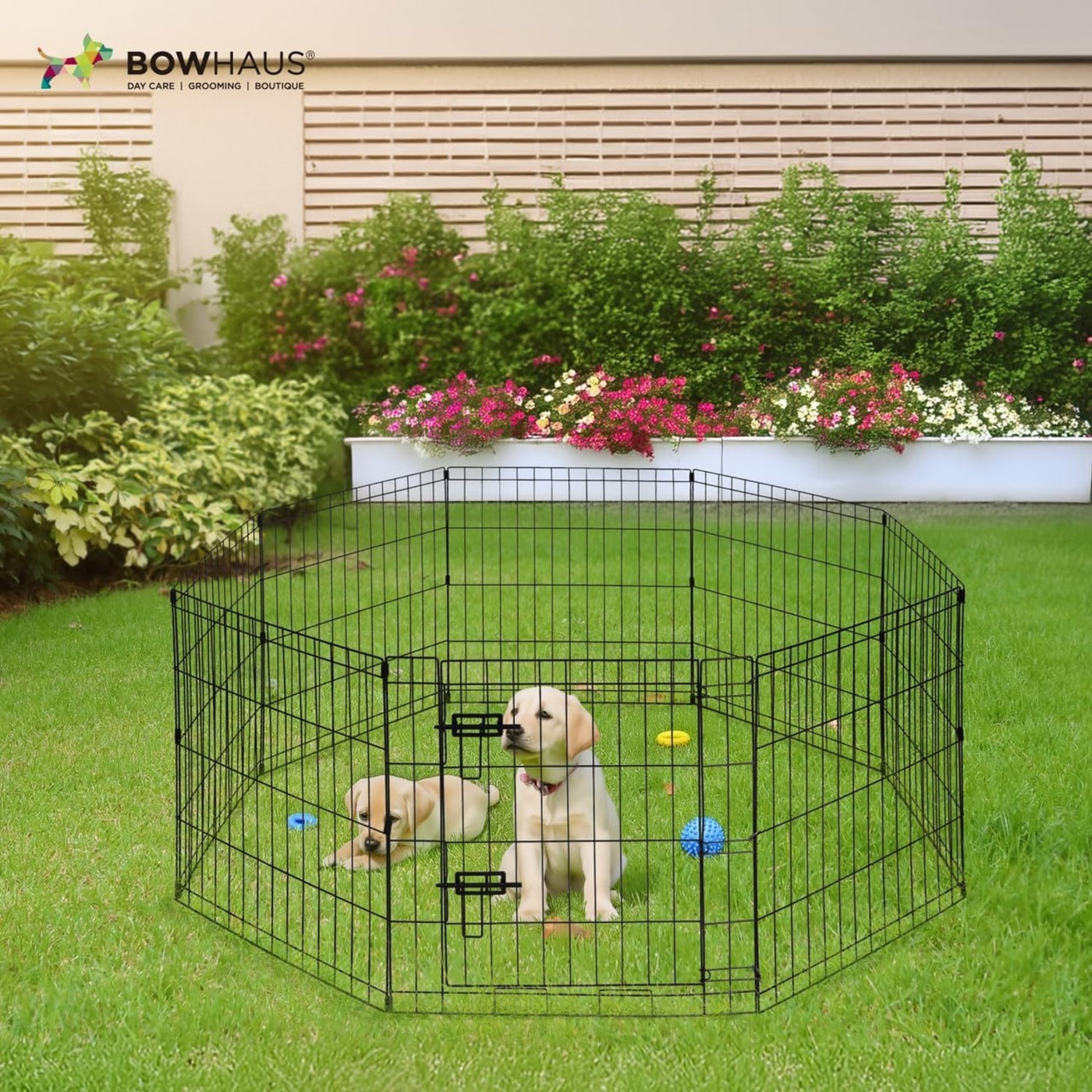 Metal Dog Playpen 8-Panel Foldable with Gate – Heavy-Duty Iron Exercise Fence Cage for Small Dogs, Indoor Outdoor Portable Kennel, 24"/30"/36" Height Options