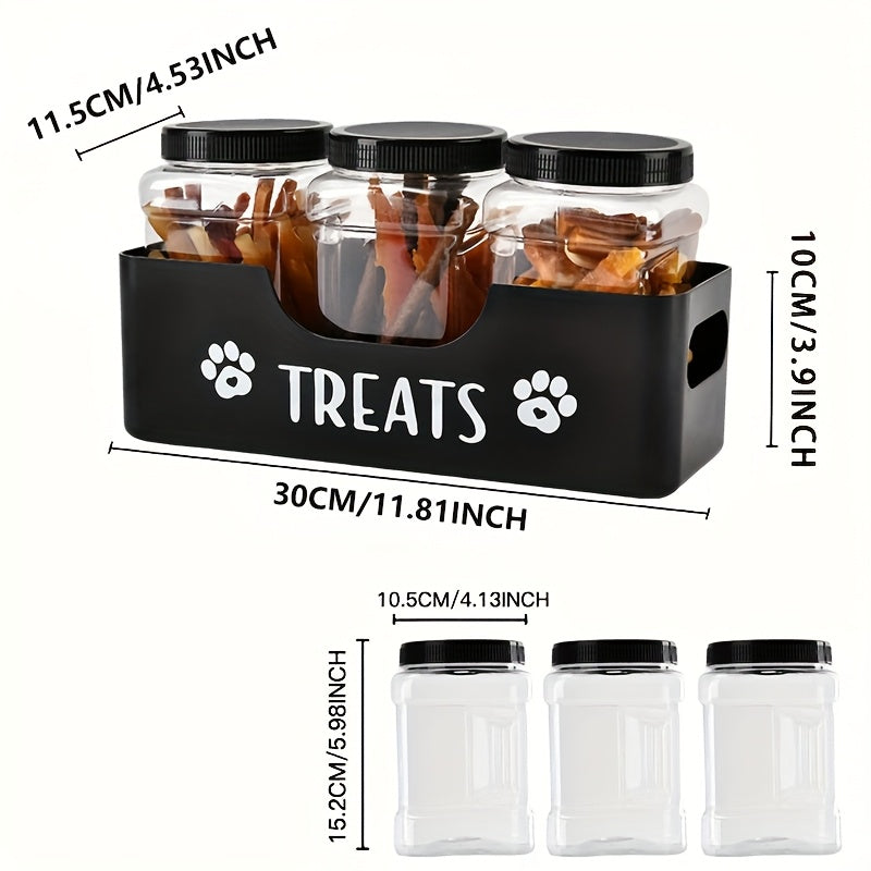 Airtight Pet Food Storage Container Set 3-Piece – Farmhouse Style BPA-Free Plastic Jars for Dog & Cat Treats, Snacks & Dry Food