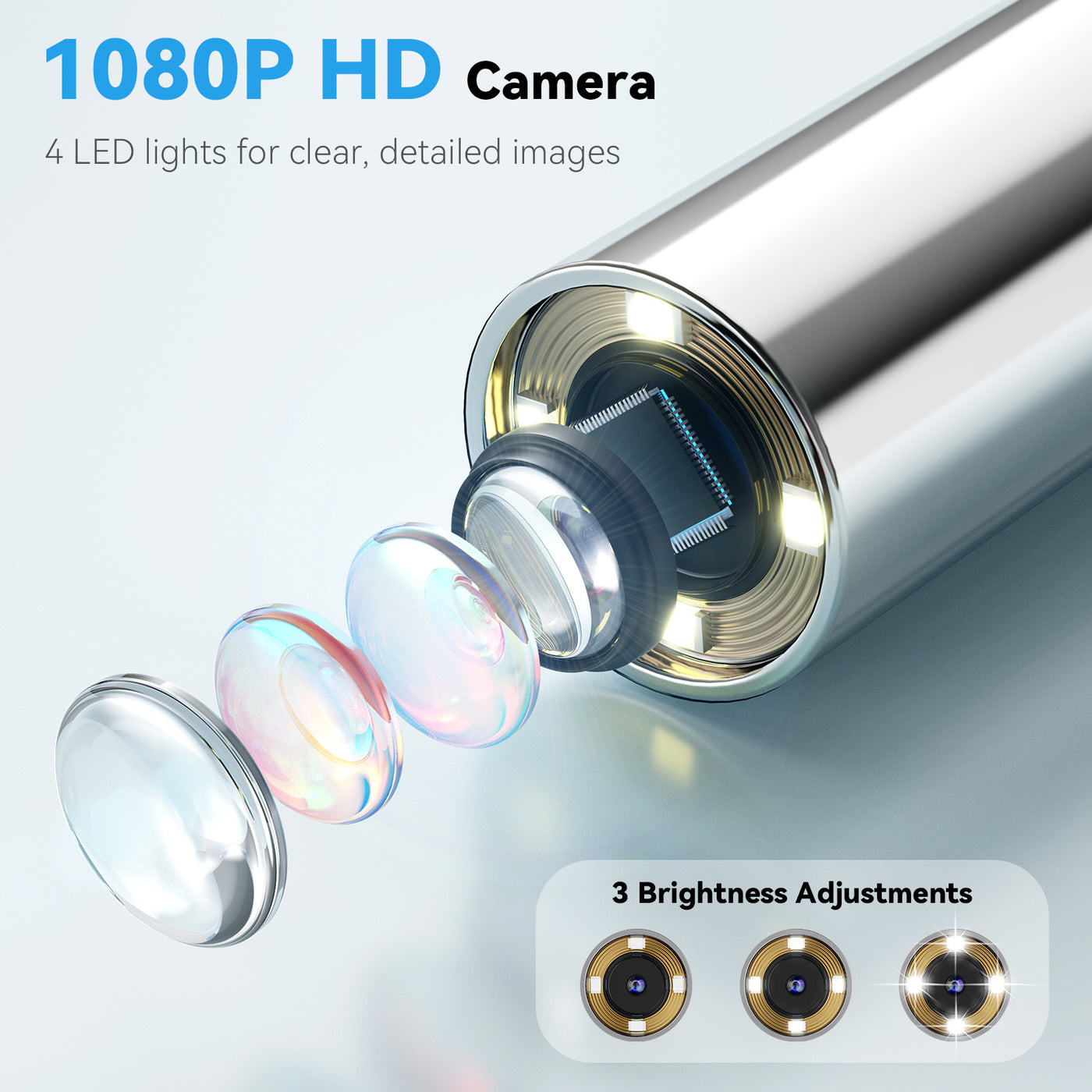 Pet Ear Camera 1080P HD with 4X Zoom – 4-in-1 Smart Inspection Tool for Dogs & Cats, 12 Replaceable Tips, USB Rechargeable, Check Ears, Nose, Mouth & Fur