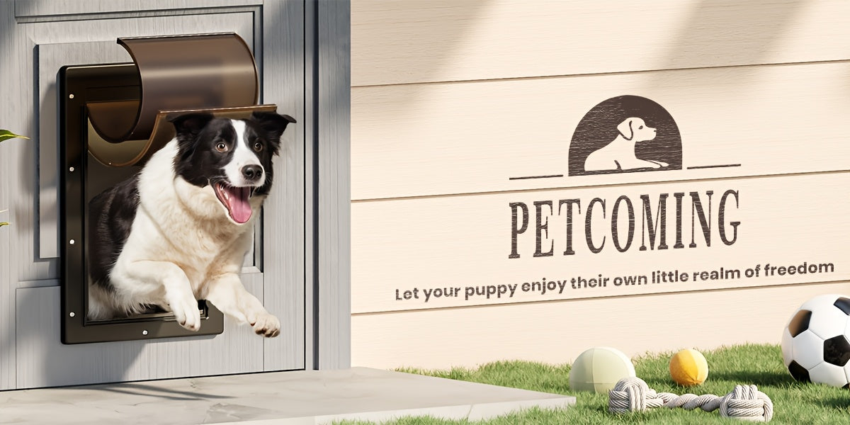 Large Dog Door Heavy Duty Plastic – Double Magnetic Flap Doggie Door for Interior & Exterior Doors or Wall, Easy Install, 45-100 LB Dogs