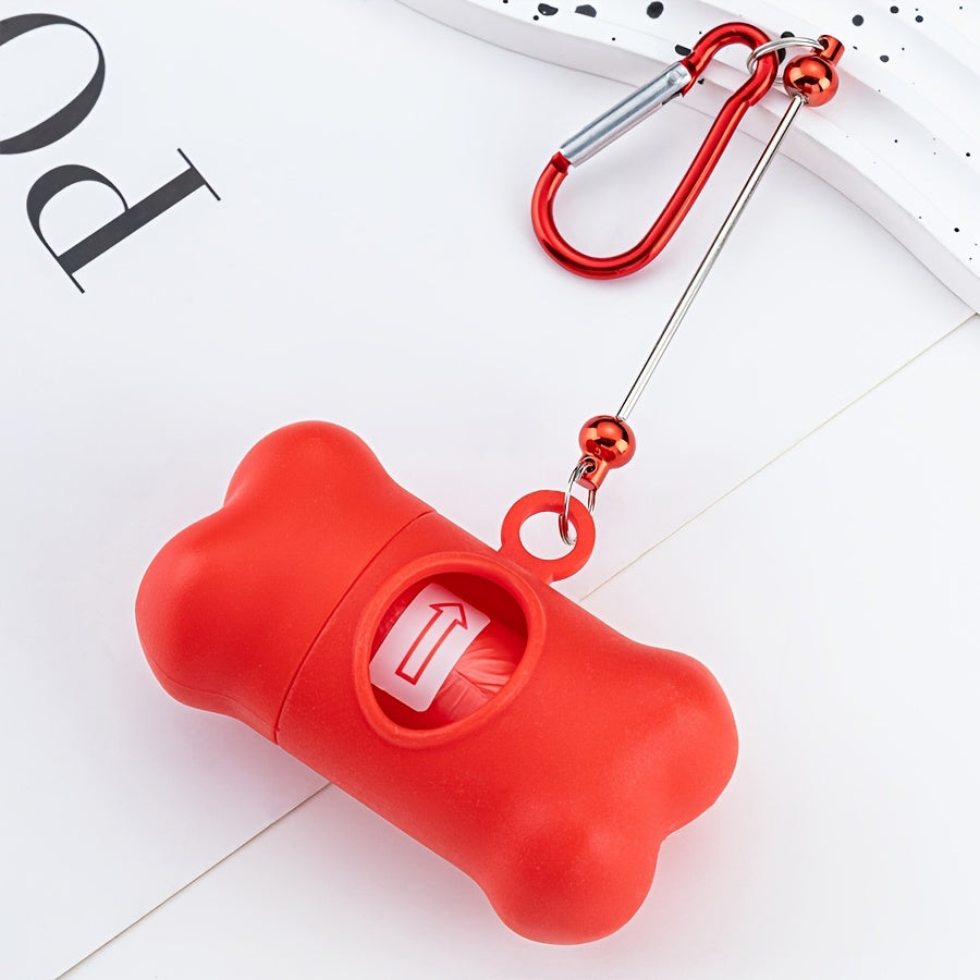 Dog Poop Bag Dispenser DIY Beaded Keychain D-Hook with Bone-Shaped Waste Bags for Outdoor Dog Walking