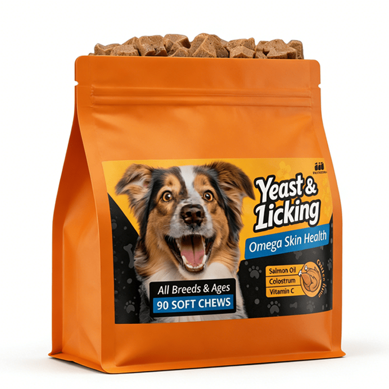 Fish Oil Dog Supplement Chews for Skin & Coat – Chicken Flavor Licking Tablets with Omega-3, 100g, Suitable for Dogs of All Ages