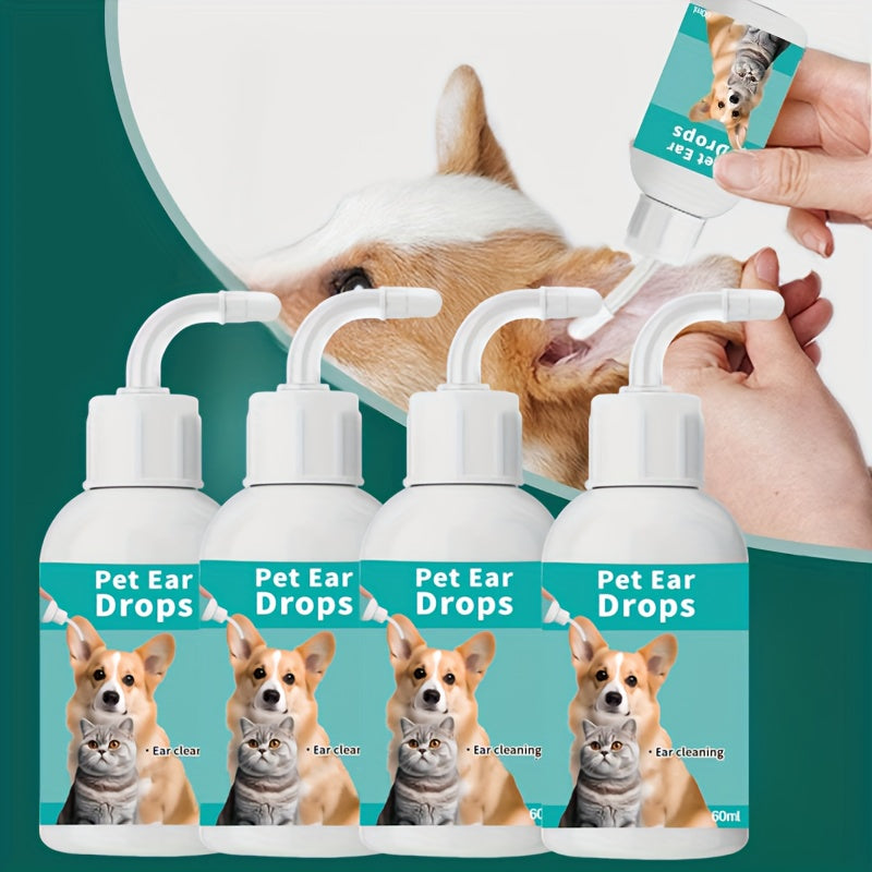 Dog & Cat Ear Cleansing Drops – Gentle Non-Irritating Formula for Ear Infections, Earwax Removal & Odor Control, 4oz Pet Ear Care Solution, 1/2/4 Pack