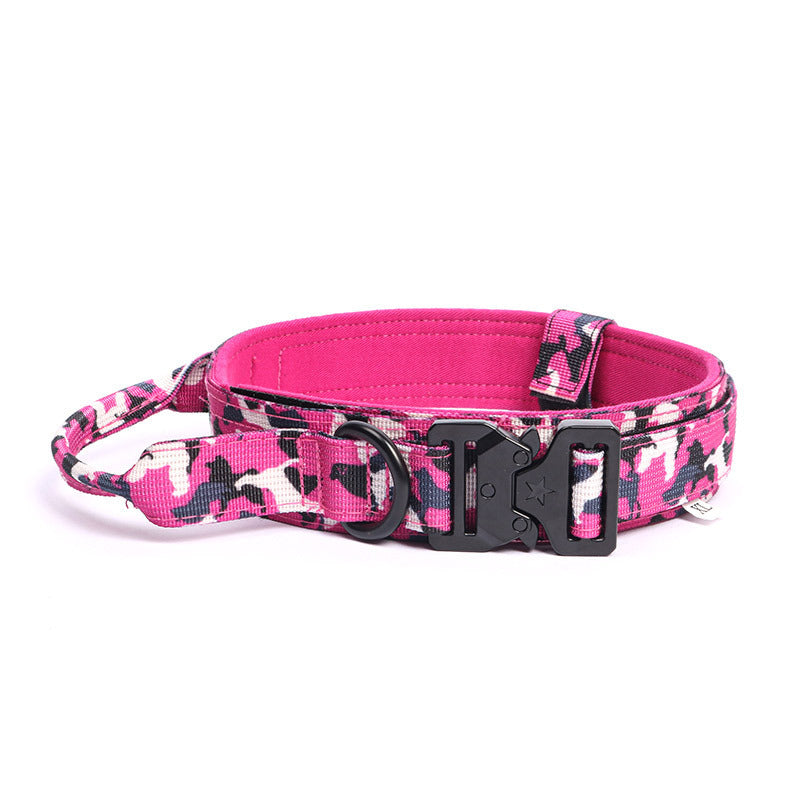 Heavy Duty Tactical Dog Collar with Handle & Quick-Release Metal Buckle - Wide Nylon Collar for Medium & Large Dogs, M/L/XL, Training Outdoor Agility Search Rescue