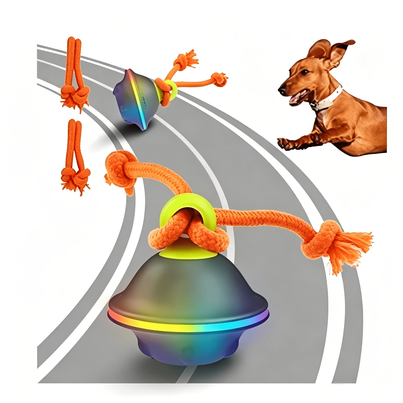 Automatic Rolling Dog Ball with Motion Sensor & Voice Recording – Interactive Rope Toy for Small & Medium Puppies, Outdoor Play, Crate Training & Teething | Green, White, Gray