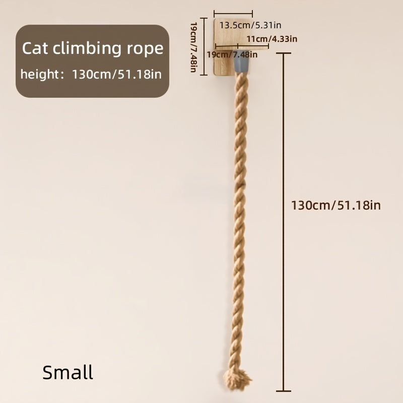 Wall-Mounted Cat Climbing Rope & Jumping Platform – Natural Hemp, Space-Saving Cat Wall System Accessory for Indoor Cats & Kittens, 2 Styles