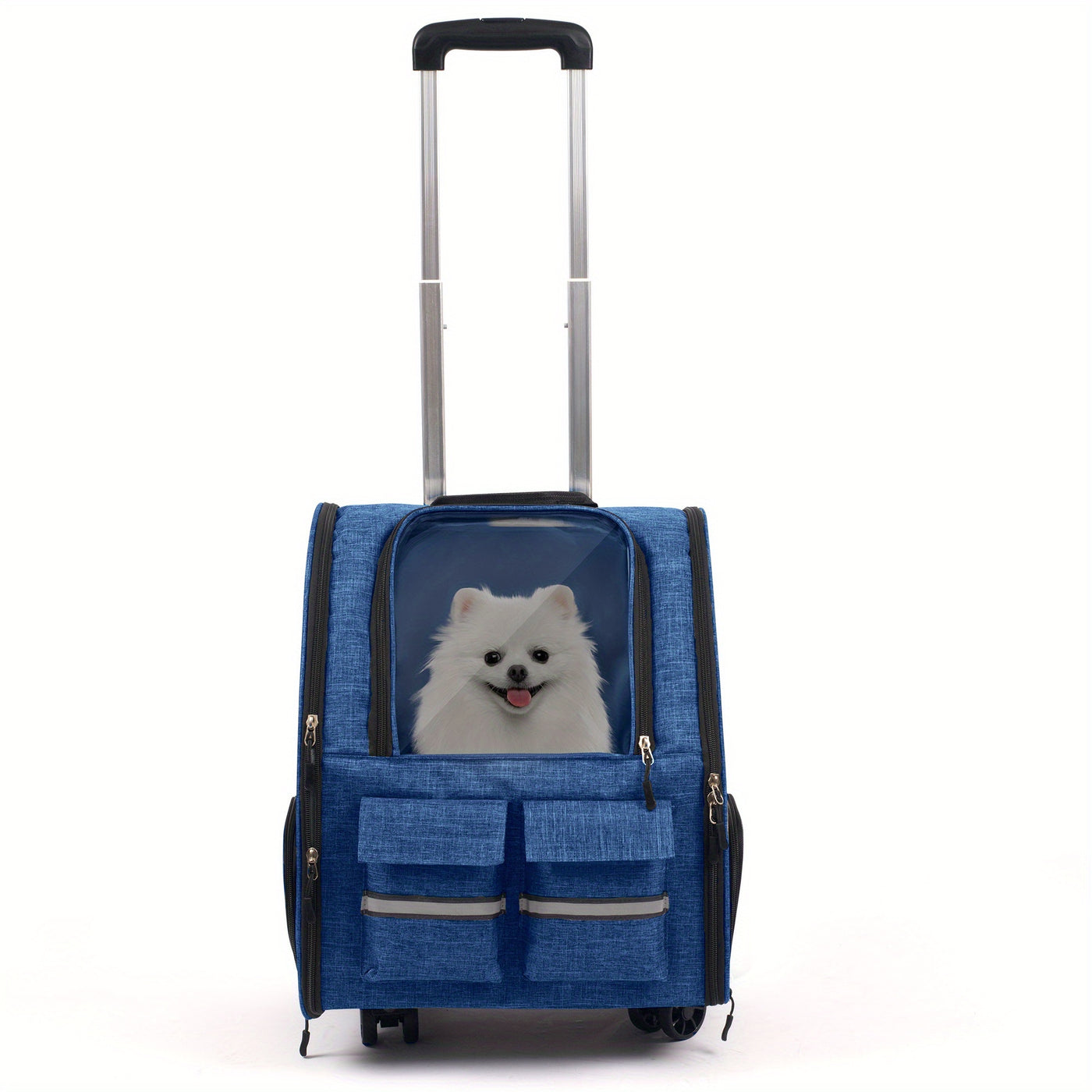 Airline Approved Pet Carrier with Wheels – 2-in-1 Rolling Trolley & Detachable Soft-Sided Bag, Telescopic Handle, Shoulder Strap & Safety Leash for Cats and Dogs