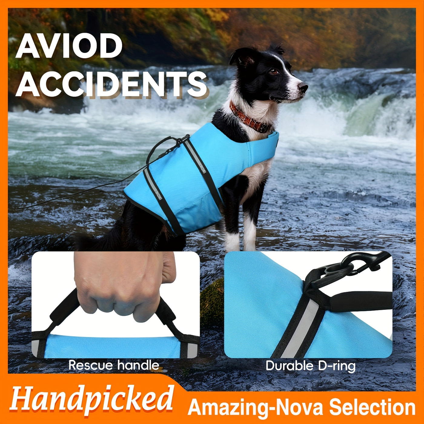 Dog Life Jacket for Swimming – Ripstop Buoyancy Vest with Handle, Hook & Loop Closure, Flotation Safety Coat for Small Medium Large Dogs, Pool Lake & Beach Use