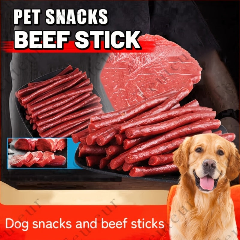 Beef Stick Dog Treats – Wind-Dried Beef, Beef Tendon Sticks & Beef Blocks, High Protein Grain-Free Long-Lasting Chews for Puppies & Adult Dogs, All Breeds, 5oz