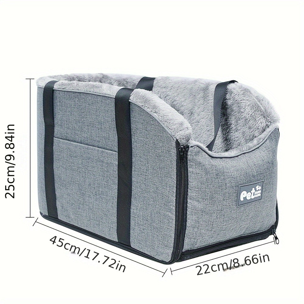 Pet Car Seat Booster for Small Medium Dogs & Cats – Portable Travel Bag with Secure Buckle Closure, Elevated View Polyester Dog Car Seat Grey