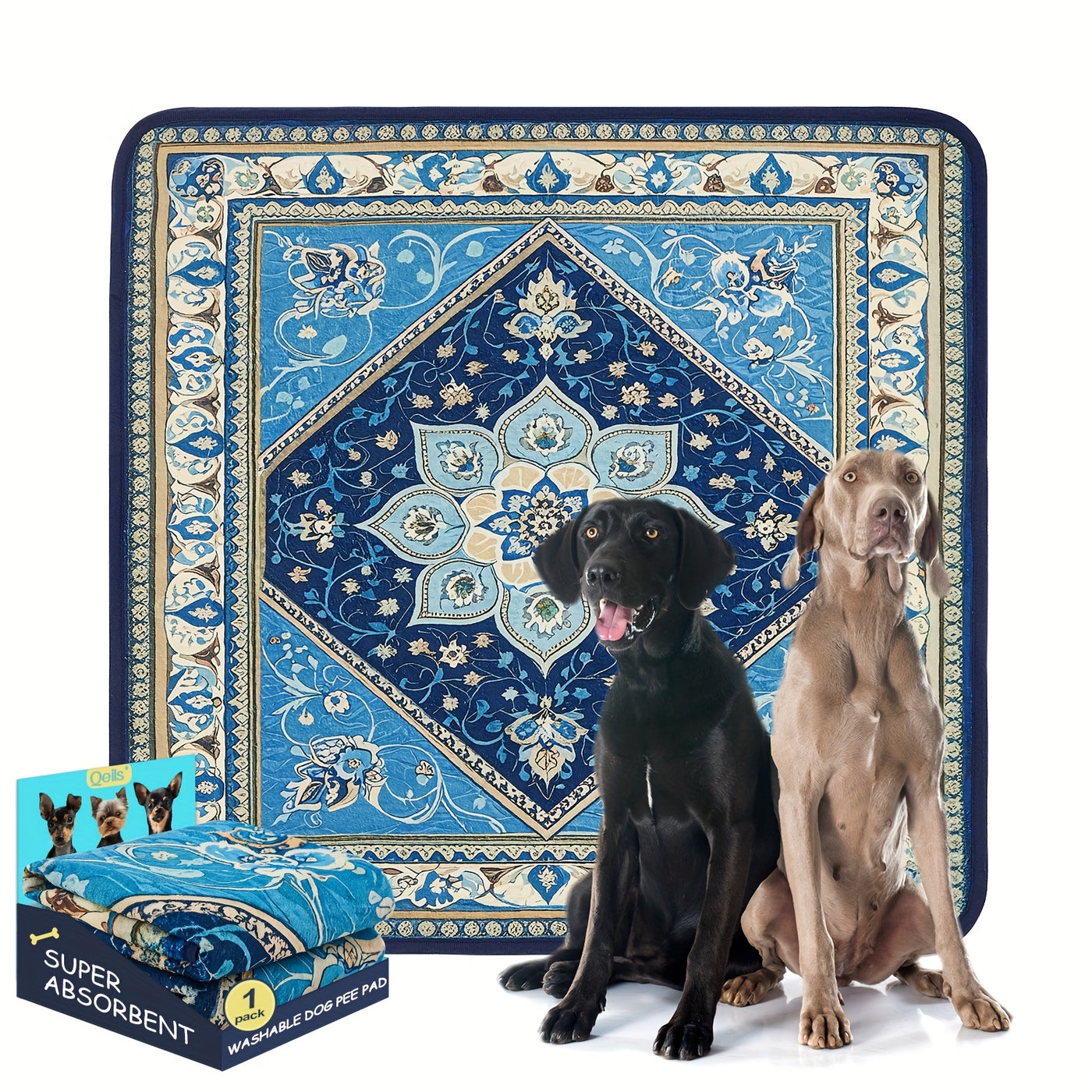 Washable Reusable Dog Pee Pads - Super Absorbent Leakproof Non-Slip Puppy Training Pads for Floor Crate Couch, Multiple Sizes & Patterns, Machine Washable Pet Potty Pads