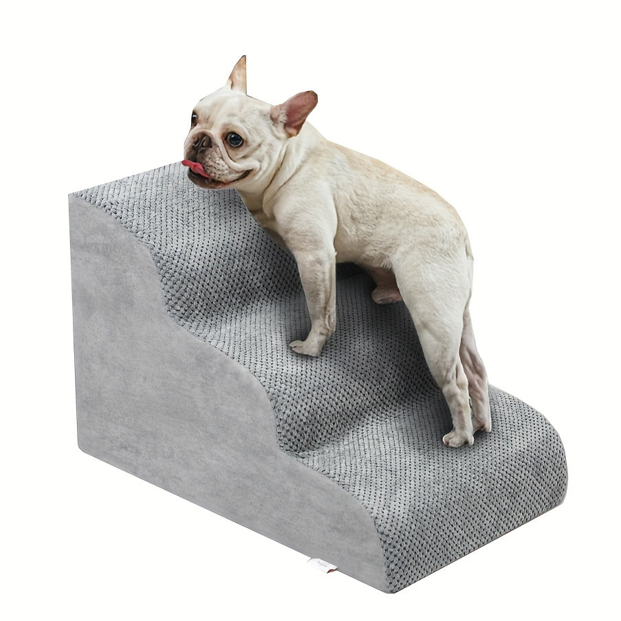 Dog Stairs for Small Dogs - Extra Wide High Density Foam Pet Steps with Non-Slip Bottom, Soft Cushioned Ramp for High Beds Couch Sofa, 2/3/4 Steps for Elderly & Injured Dogs