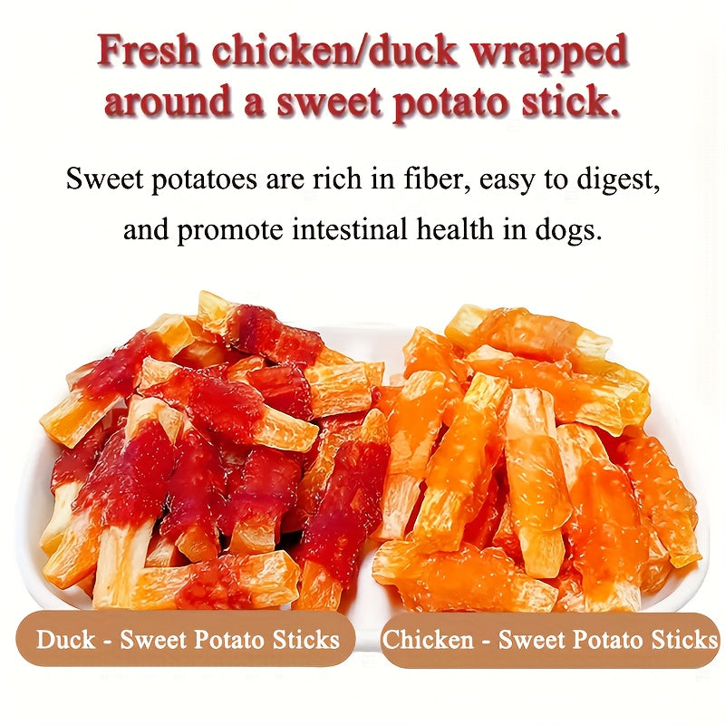 Dog Training Treats – Chicken & Duck Sweet Potato or Milk Sticks, High Protein Easily Digestible Reward Snacks for Small Medium Large Dogs, 200g & 400g