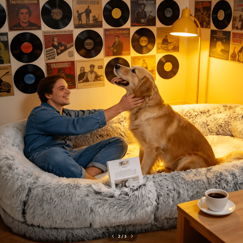 Human Dog Bed 70x44x11 Inch Giant Faux Fur Orthopedic Bed for People & Pets - Washable Non-Slip Extra Large Dog Bed for Adults, Napping, Lounging, All Breeds