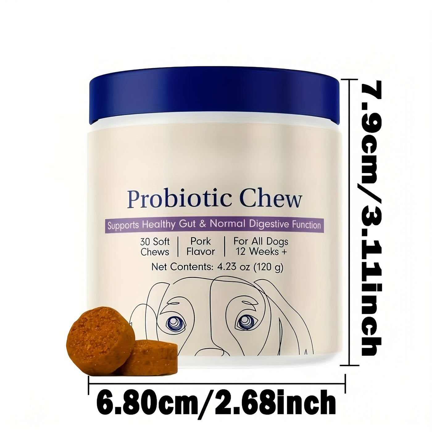Probiotics for Dogs Gut & Digestive Health – Seafood Flavor Soft Chewable Tablets, 60pcs, Daily Nutritional Supplement, 2-Pack Value