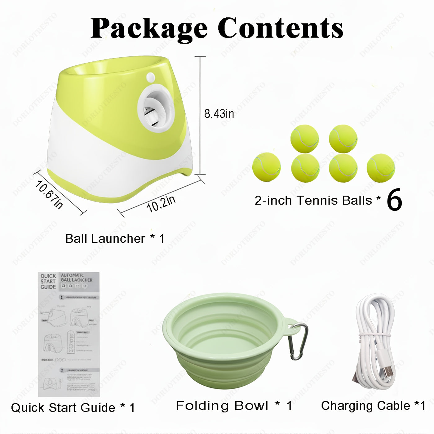 Automatic Dog Ball Launcher with Adjustable 10-30ft Range – Interactive Fetch Toy for Small & Medium Dogs with ETPU Balls & Foldable Water Bowl, Indoor/Outdoor
