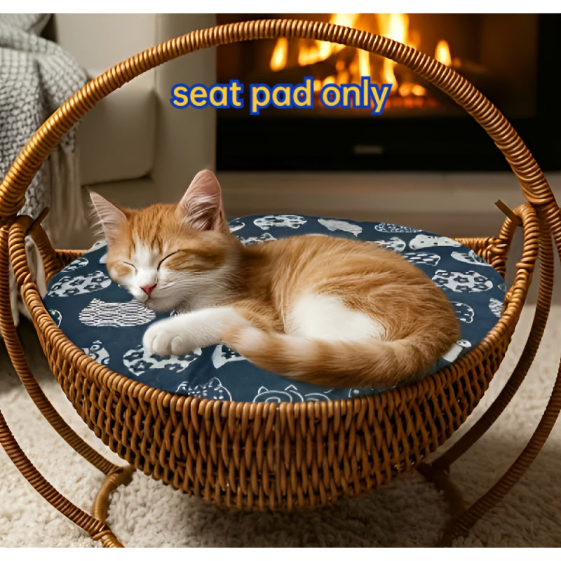 Large Handmade Cat Hammock Cushion Breathable Handwoven Hanging Mattress with Soft Bed Pad - Scratch-Resistant Polyester Cushion for Cat Basket Beds Swing Beds & Hanging Hammocks