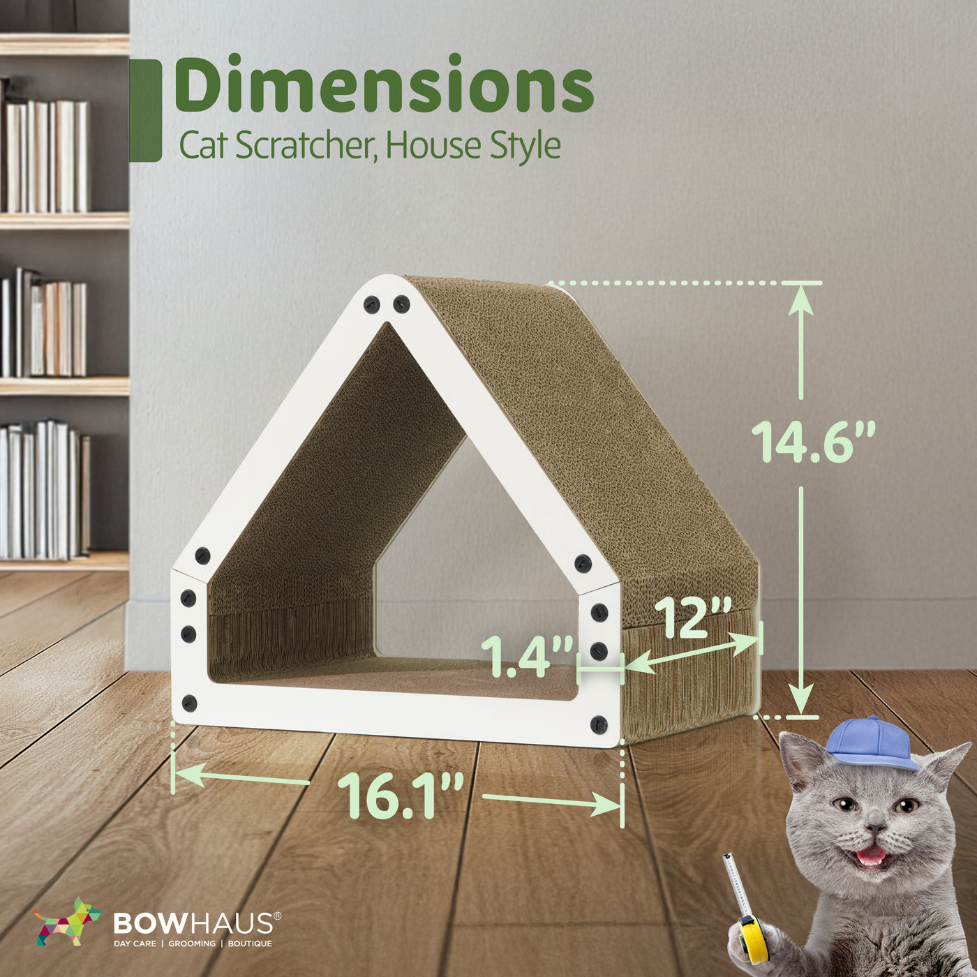 House Cat Scratcher Lounger - Large Reversible 5-Layer Cardboard Cat Scratching Pad & Board for Indoor Cats, 16x14x12 Inch, Brown & White