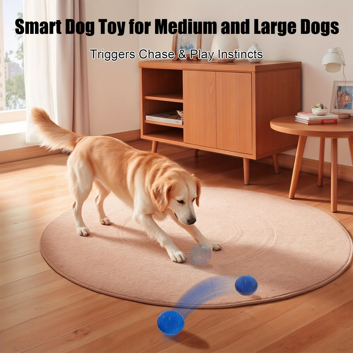Automatic Moving Dog Ball – Motion Activated Rolling & Rotating Interactive Toy for Dog Enrichment, E-TPU Smart Bouncy Ball for Medium & Large Dogs
