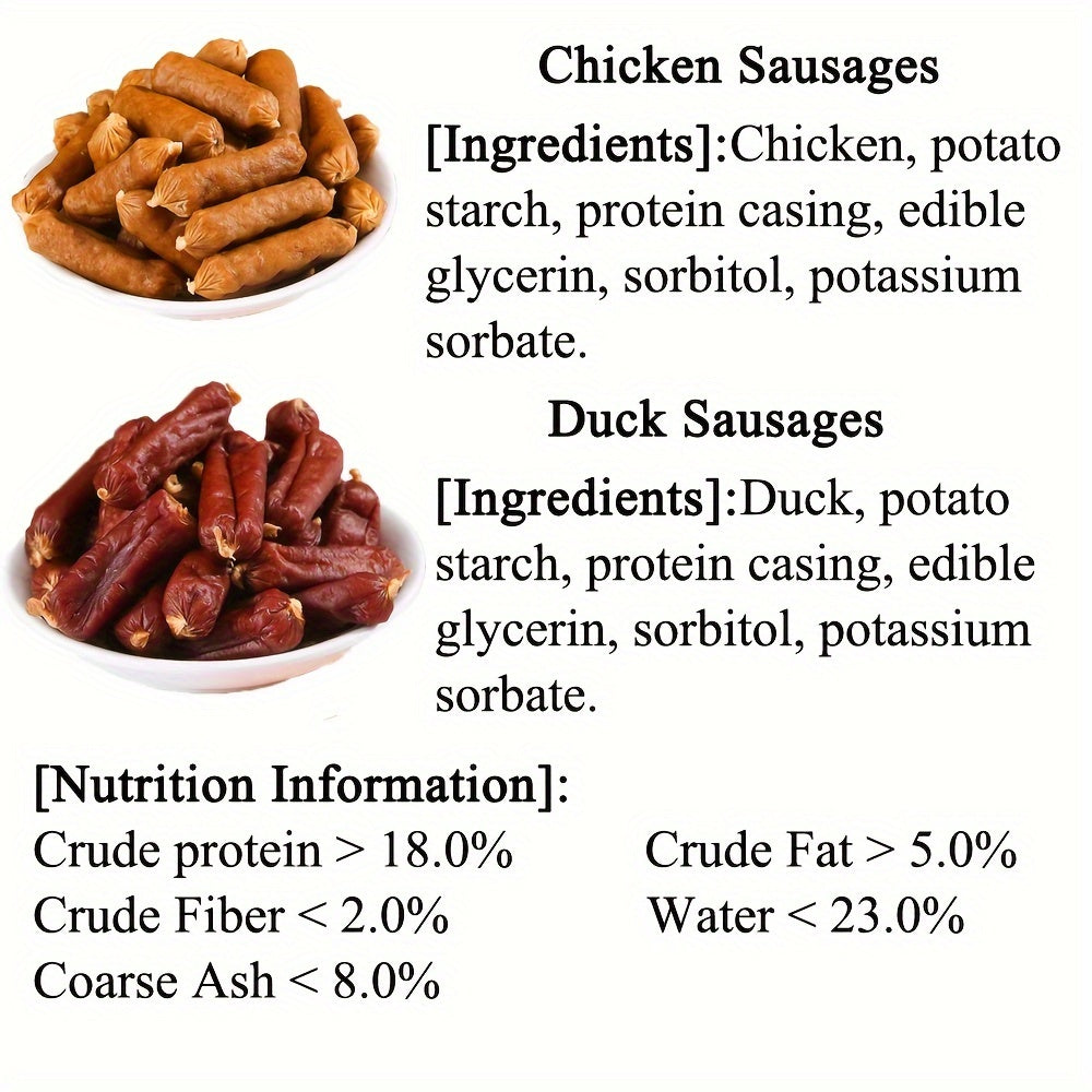 Soft Chew Dog Sausage Treats – Chicken & Duck High Protein Training Rewards for Small Medium Large Dogs, Made with Fresh Meat, 7oz / 1.8lbs / 14oz / 2.7lbs