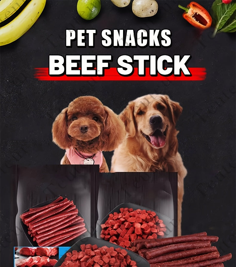 Beef Stick Dog Treats – Wind-Dried Beef, Beef Tendon Sticks & Beef Blocks, High Protein Grain-Free Long-Lasting Chews for Puppies & Adult Dogs, All Breeds, 5oz