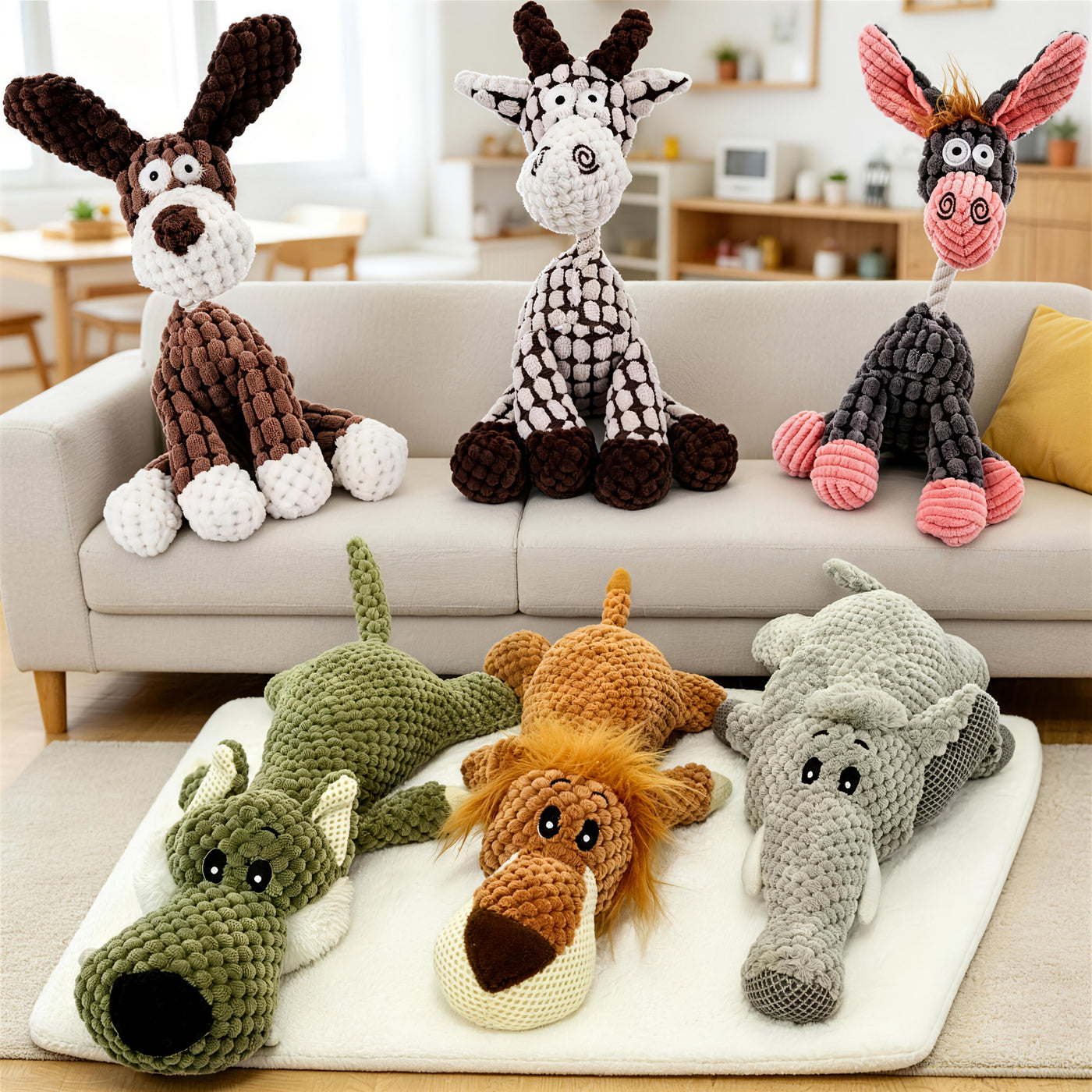 6-Piece Squeaky Plush Dog Toy Set – Cute Animal Shape Chew Toys for Small & Medium Dogs, Interactive Teething & Teeth Cleaning Toys, Anxiety Relief Pet Toy Bundle