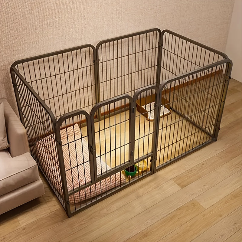 Stainless Steel Indoor Dog Enclosure with Resting, Play & Potty Training Zones - Multi-Functional Flexible Pen for Small Medium Dogs, Easy Assembly