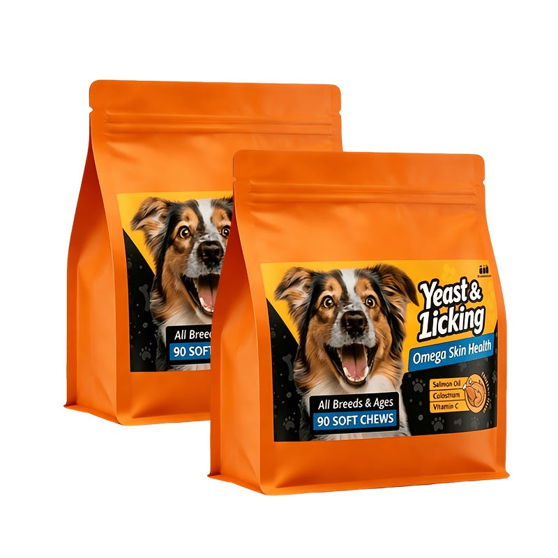 Fish Oil Dog Supplement Chews for Skin & Coat – Chicken Flavor Licking Tablets with Omega-3, 100g, Suitable for Dogs of All Ages
