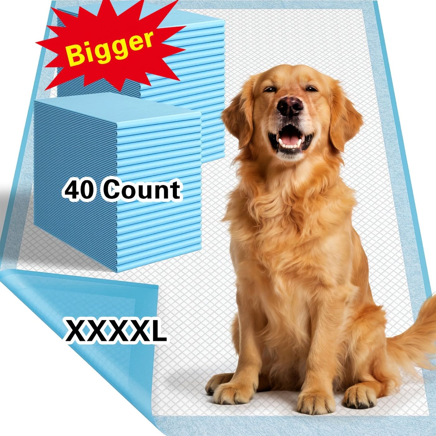 Extra Large Dog Pee Pads 58x32 Inch 40 Count – Super Absorbent Disposable Puppy Training Pads Leak-Proof for Dogs Cats Car Crate Couch