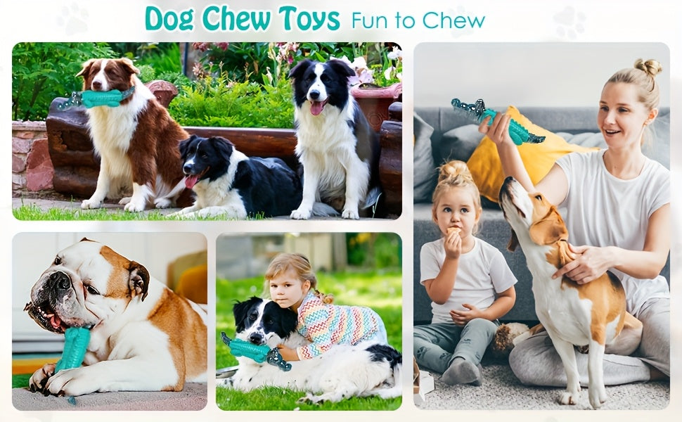 Indestructible Dog Chew Toy for Aggressive Chewers – Crocodile Shape Milk Flavor, Dental Cleaning, Large Medium Dogs 20-100 lbs, Durable Tough Chew