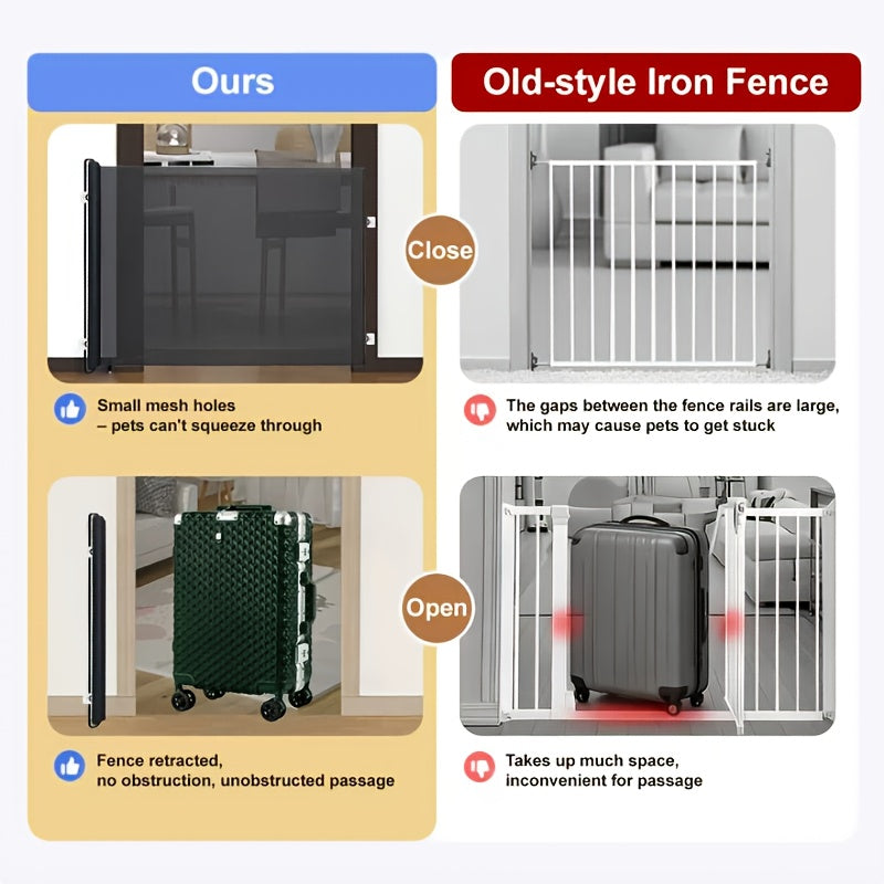 Scalable Mesh Pet Gate No Drill Required – Adjustable Safety Fence for Stairs, Doors & Rooms, Dog & Cat Baby Gate, Easy Install Pressure Mount Pet Barrier