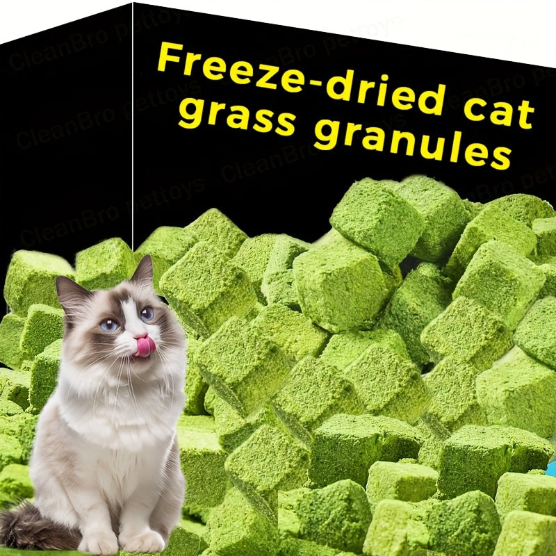 Cat Grass Freeze-Dried Granules & Hairball Tablets for Cats – Mint Molar Sticks, Chicken-Flavored Dental Snacks for Hairball Control & Teeth Cleaning, 150g / 155g